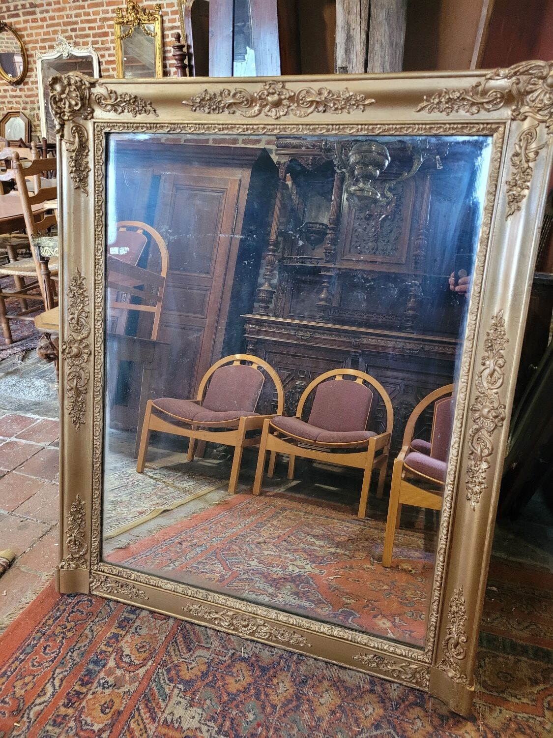 Golden mirror xixth period restoration 132×110cms