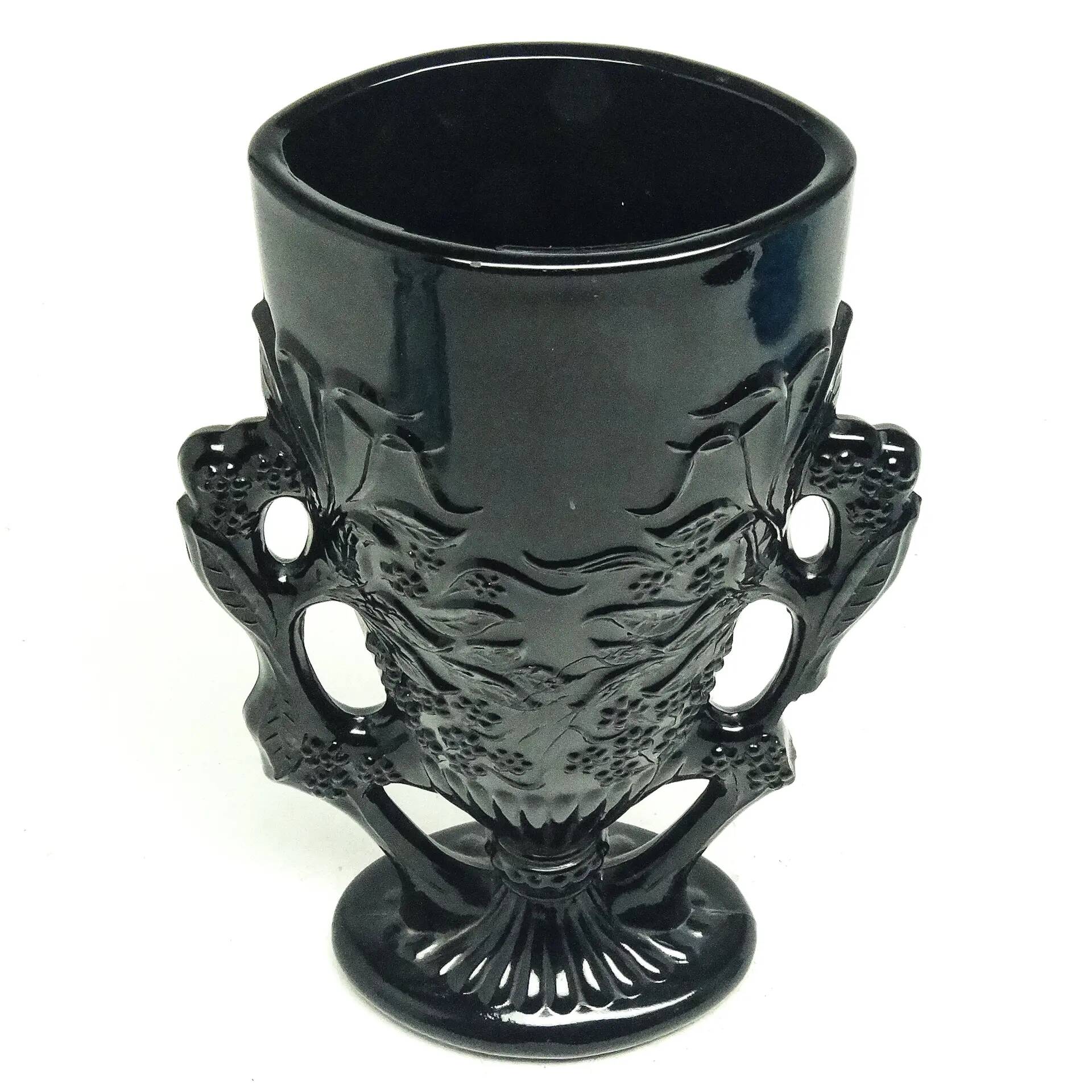 Eclectic vase, black hyalite glass, Ząbkowice, Poland, 1970s
