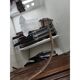Brass floor lamp with glass shade