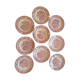 9 plates in pink English porcelain
