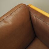 Brown leather sofa, Danish design, 1970s, production: Denmark