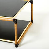 Pair of Italian coffee tables Alberto Smania bamboo brass 1970