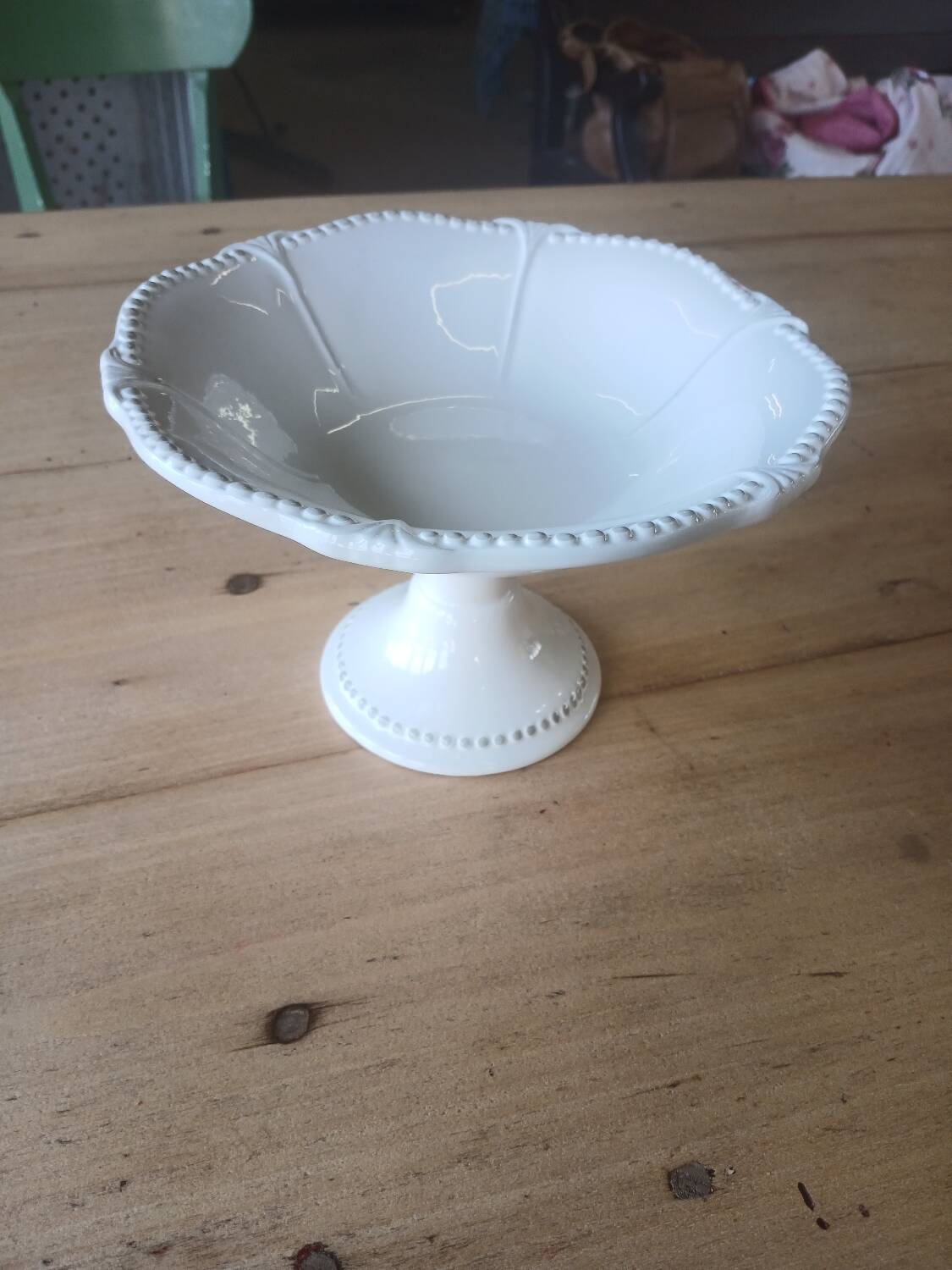 White earthenware compote dish