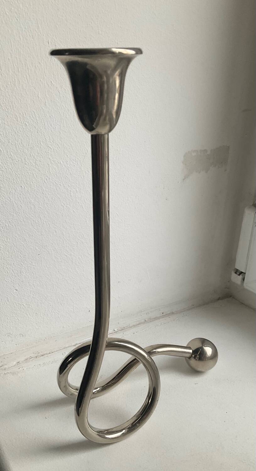 Vintage silver metal candle holder