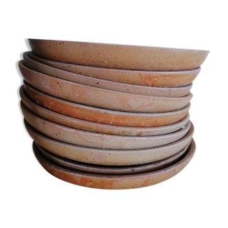 Lot de 10 assiettes à dessert en grès