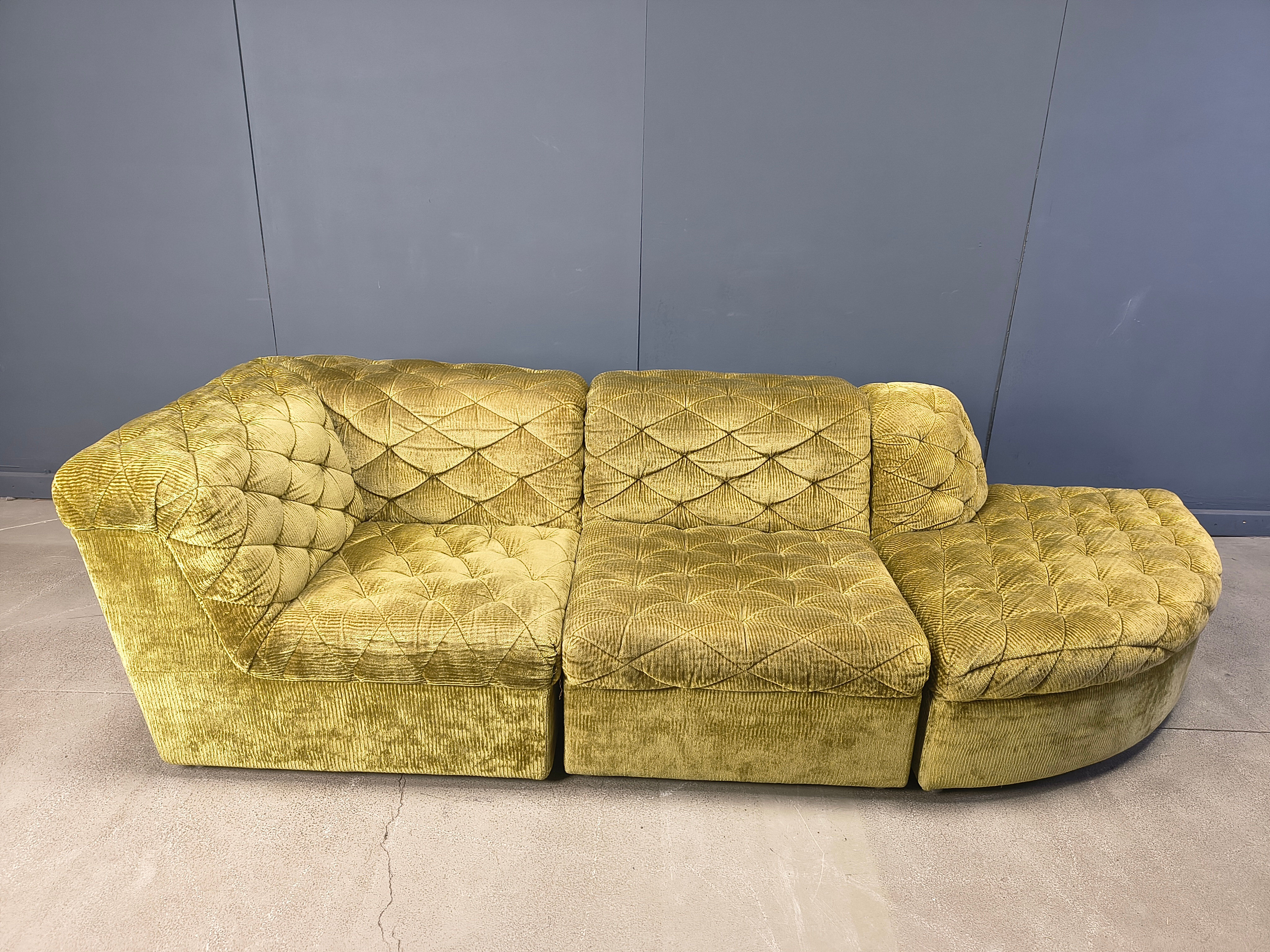 Vintage velvet modular sofa by Laauser, 1970s