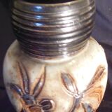 Vase abstract decoration, polychrome ceramic, glazed, signature at the ass to identify