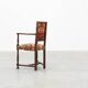 Antique oak Louis XIII style chair with floral upholstery, France ca. 1890