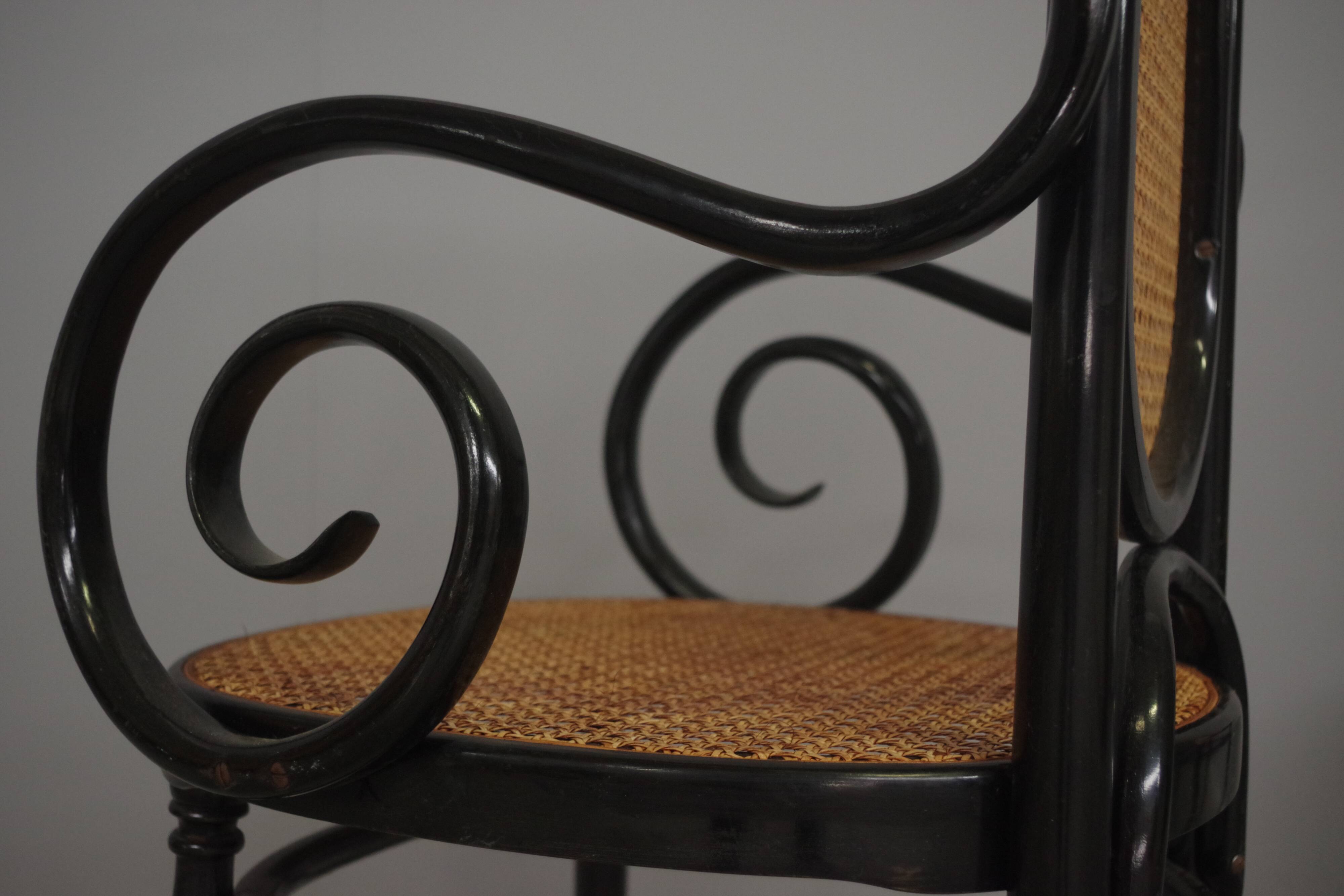 Chairs in bent beech and vienna straw, 1980