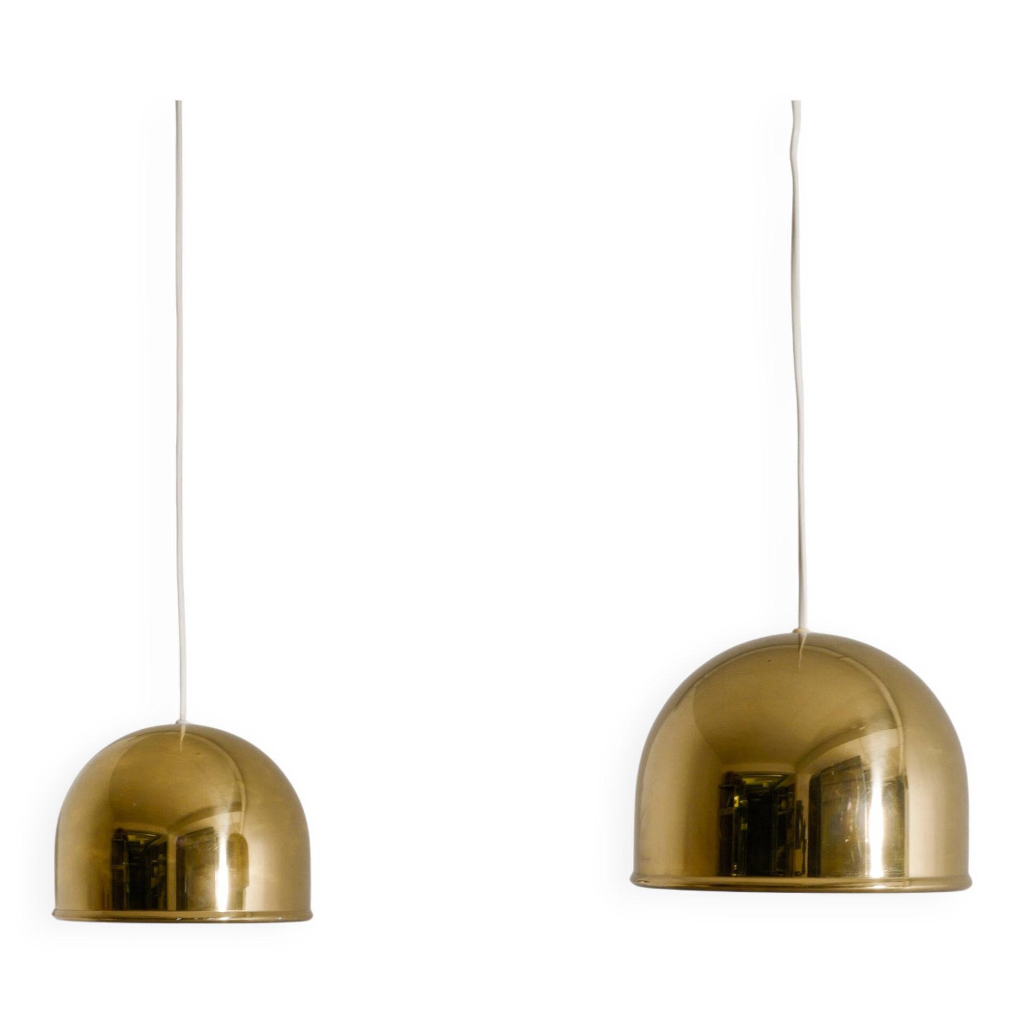 Pair of Swedish Brass Ceiling Pendant Lamps by Eje Ahlgren Bergboms, 1960s