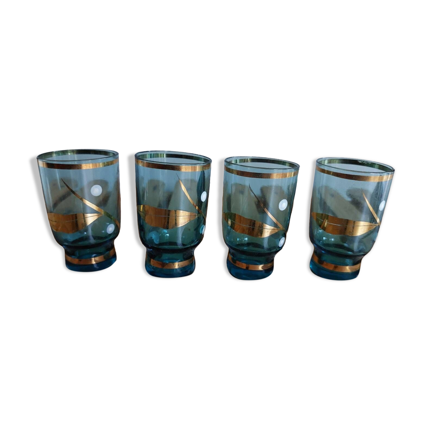 Small blue and gold liquor glass