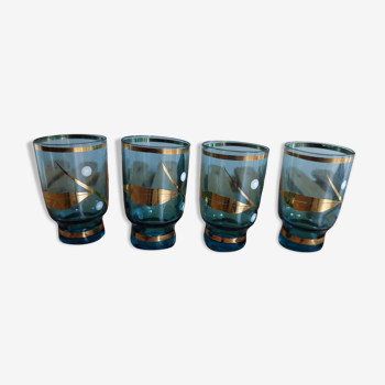 Small blue and gold liquor glass
