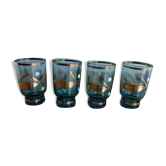 Small blue and gold liquor glass