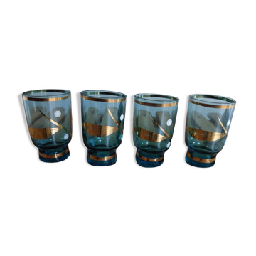 Small blue and gold liquor glass