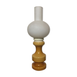 Vintage yellow ceramic and opaline pawn lamp