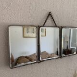 Miroir triptyque de barbier en verre biseauté, 1930