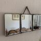 Vintage 1930s barber triptych mirror with camouflage beveled glass - 25 x 59 cm