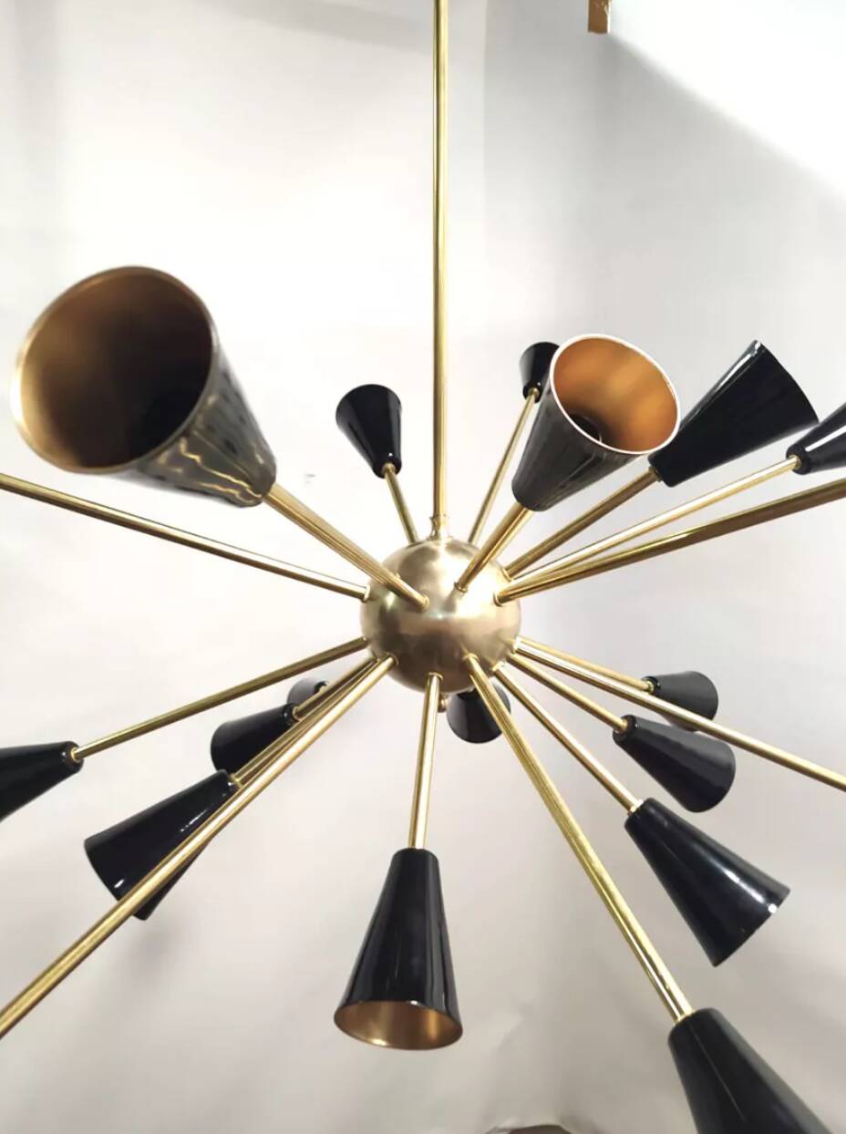 Brass Sputnik Ceiling Lamp, 1950s