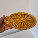 Coupelle serviteur ou dessous de bouteille en céramique décor tressé