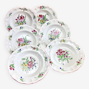 6 assiettes creuses à soupe 25 cm Luneville modèle Reverbere