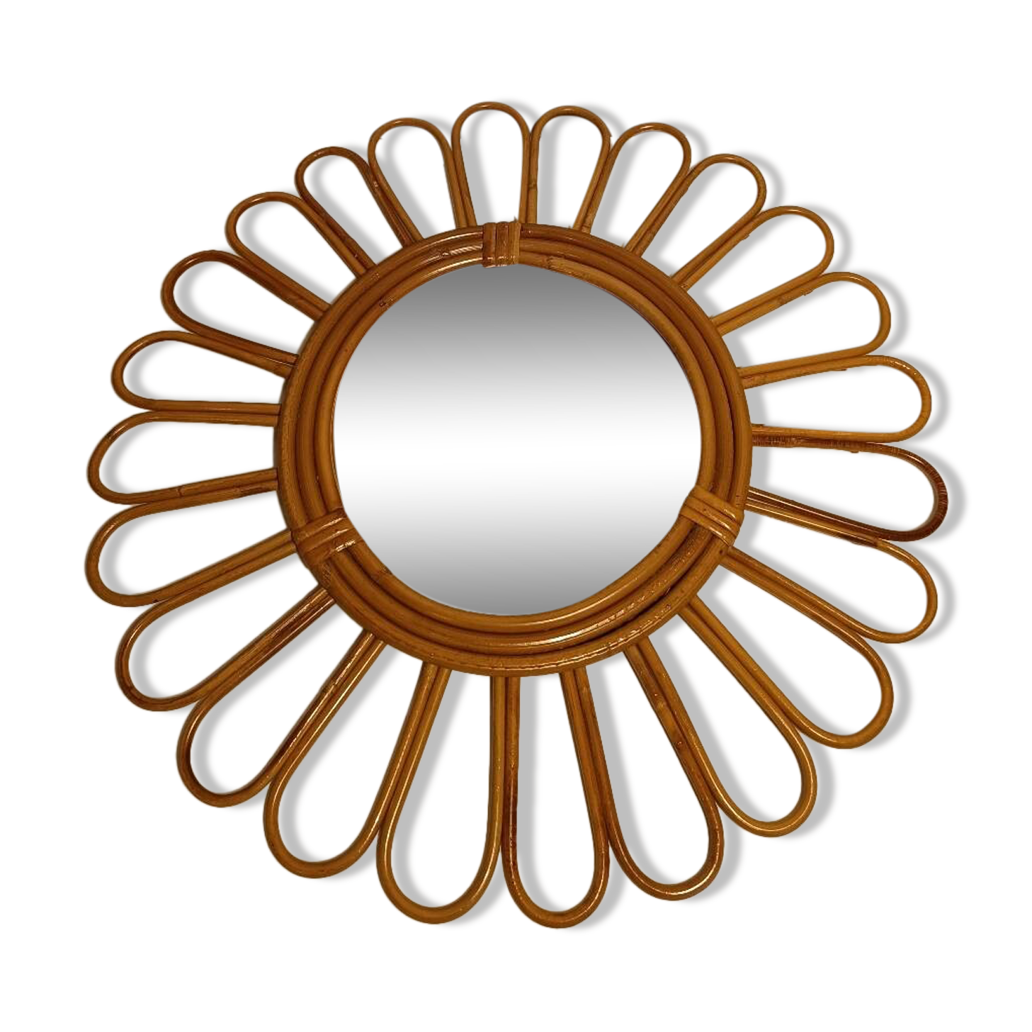 Vintage Rattan Witch/Sun Mirror