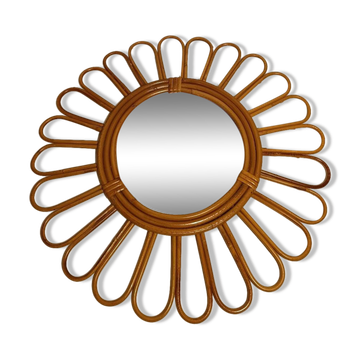 Vintage Rattan Witch/Sun Mirror