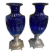 Two antique 19th century cobalt blue vases
