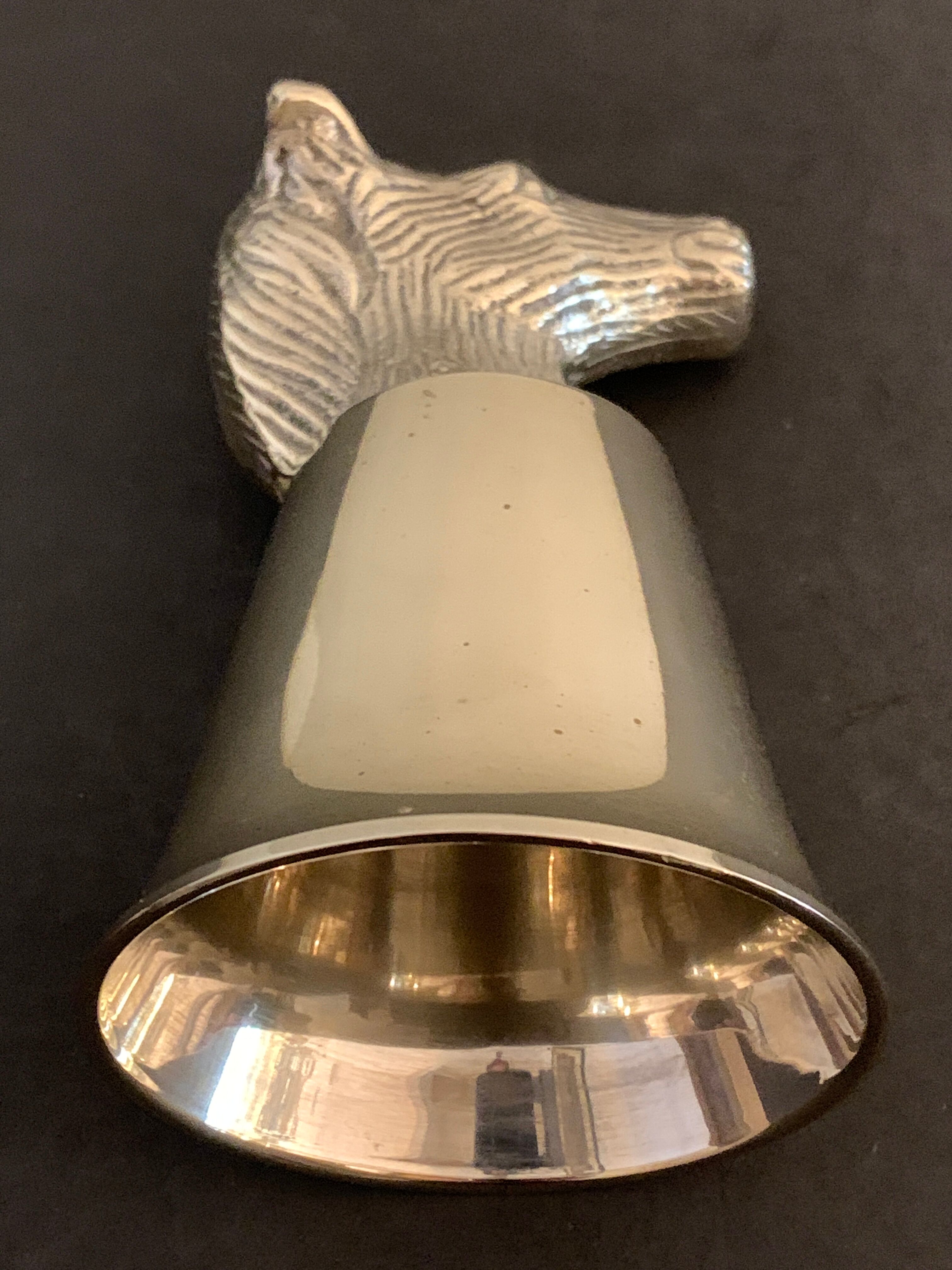Glass or stirrup cup Gucci horse metal silver