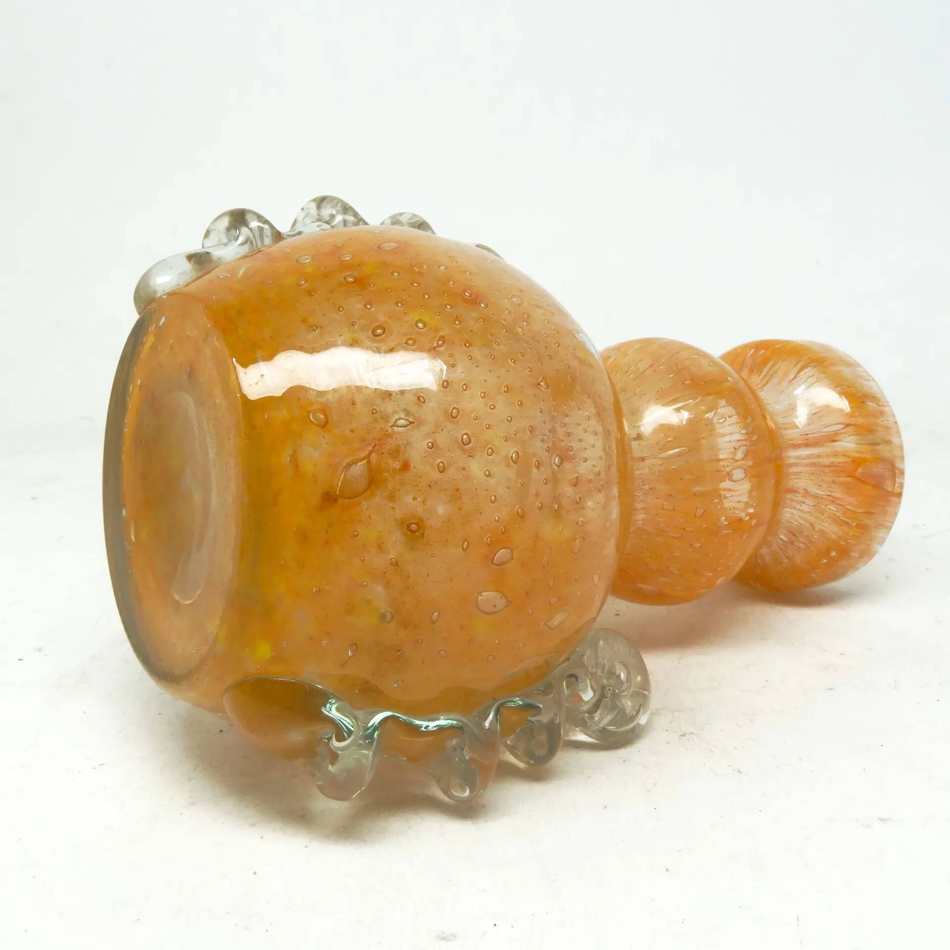 Postmodernism vase, orange glass, Łysa Góra Glassworks, Poland, 1970s