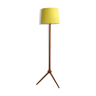 Mid century Danish style floor lamp 1960s, wooden base, yellow lampshade