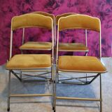 Folding chairs opera velvet old gold color and brass structure