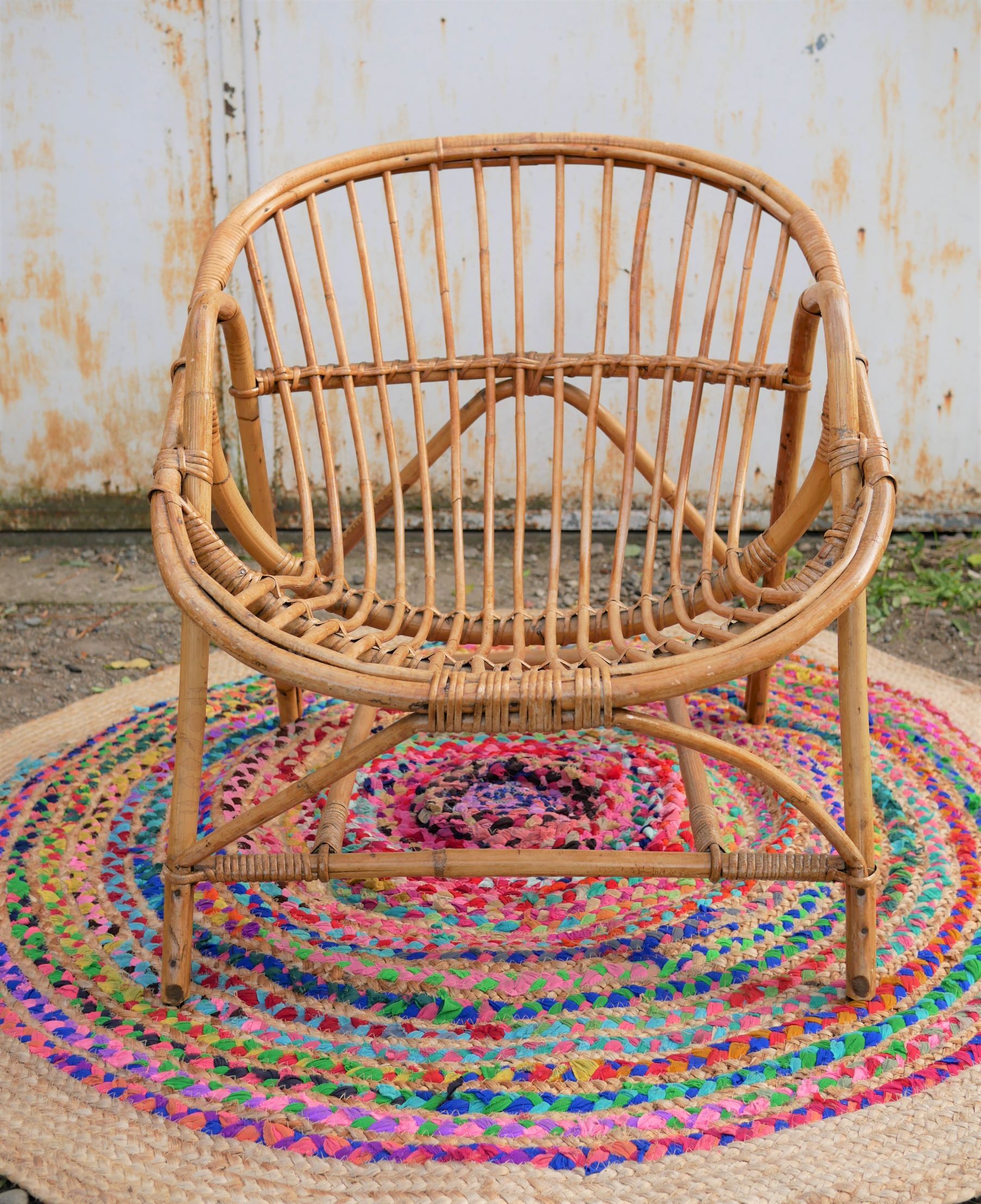 "Shell" vintage armchair rattan