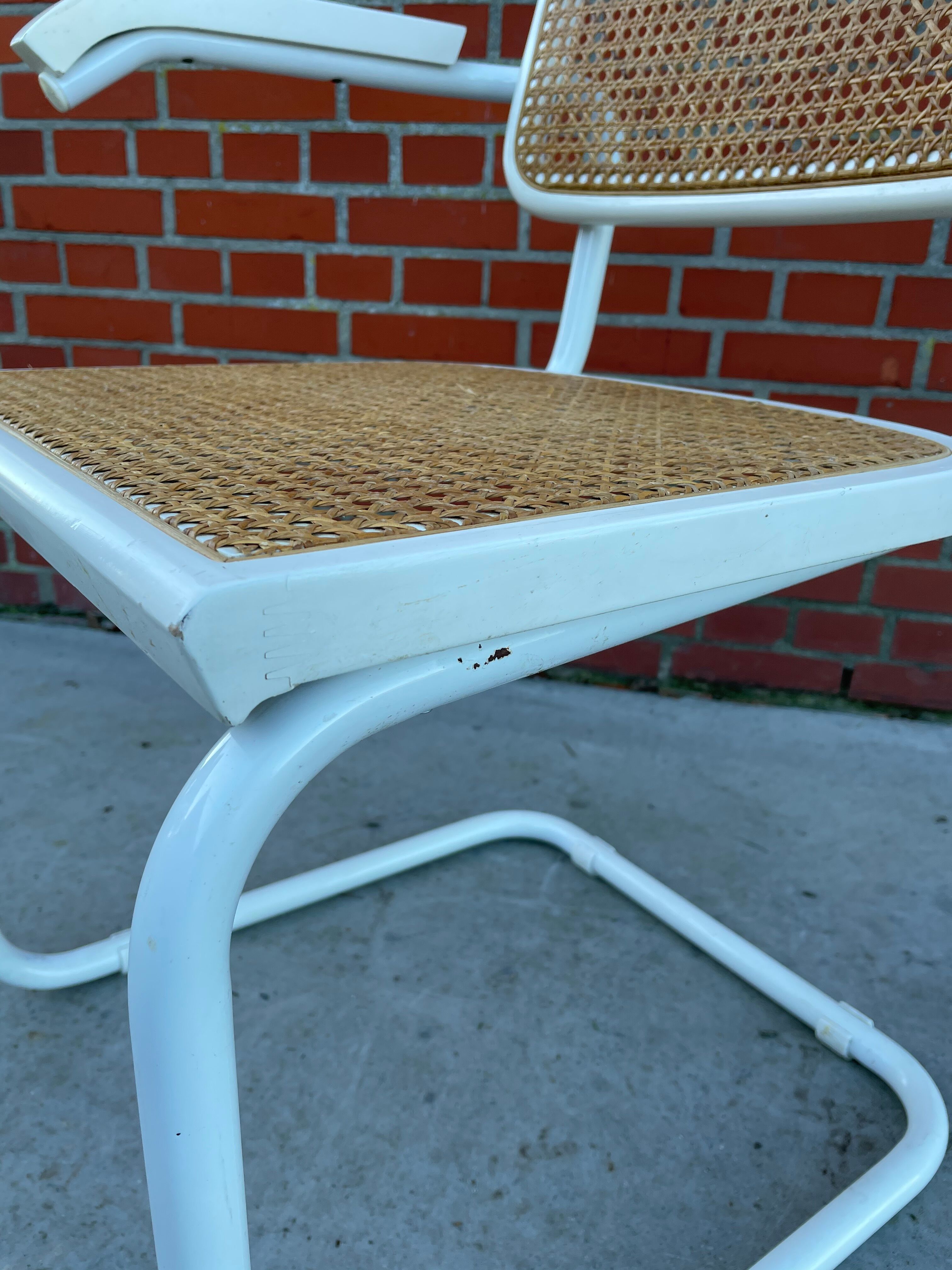 Cesca Chair model with armrest in white