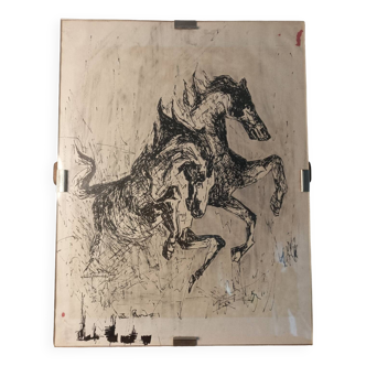 Horse drawing, signed Emile Faure 81