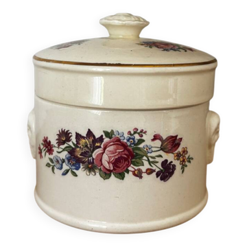 Vintage small sweet jar with floral pattern Sarreguemines
