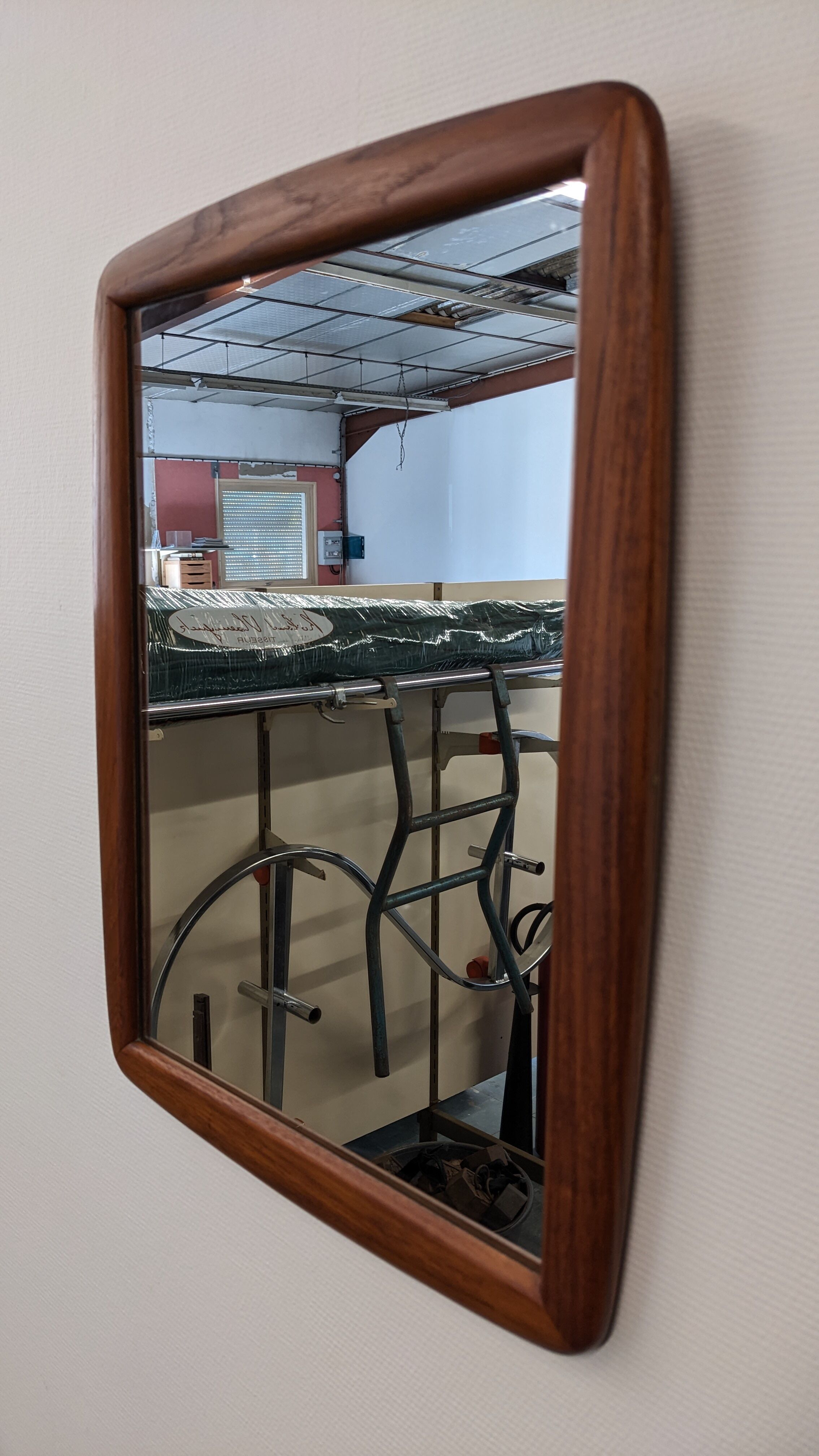 Scandinavian mirror in solid teak, Denmark circa 1970.