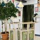 Vintage folding bar counter on wheels, wood.