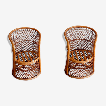 Pair of rattan armchairs