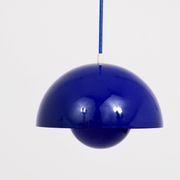 Blue enamelled suspension flowerpot by Verner Panton for Louis Poulsen, Denmark, 1969.