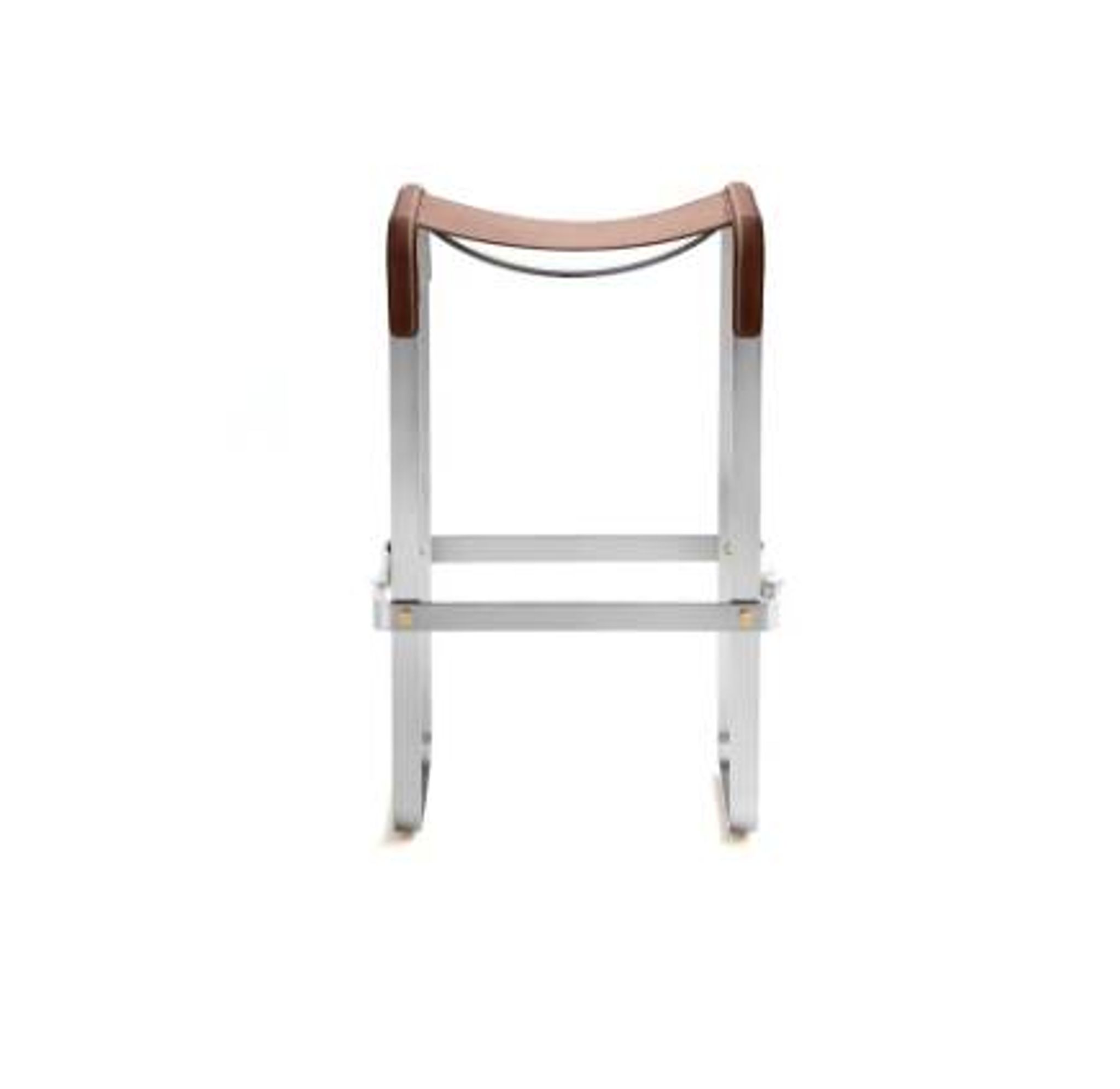 Brown and silver pair of stools without a backrest.