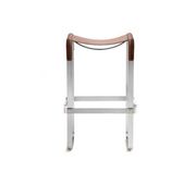 Brown and silver pair of stools without a backrest.