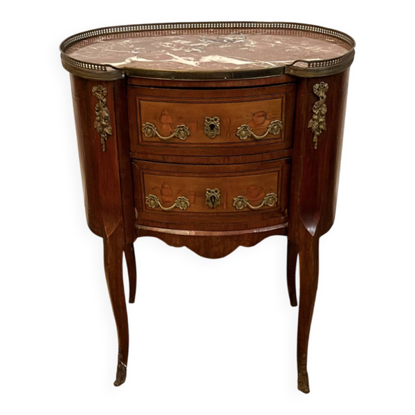 Table d’appoint de style Transition, dessus marbre rouge