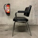 Vintage Retro Design Black Faux Leather Armchair