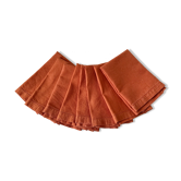 Set of 8 terracotta coloured openwork linen napkins