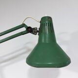 Lampe de bureau à bras oscillant vert réglable d’architecte, années 1970