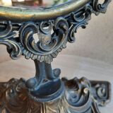 Mirror on foot, swivel, brass, mid-late nineteenth, rock style.