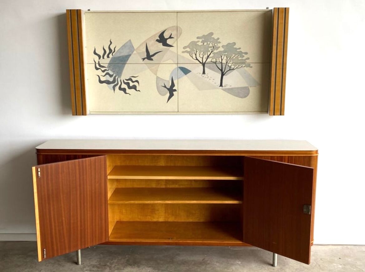 Sideboard and Matching Decorative Art Piece from the Ocean Liner "SS Rotterdam" 1950’s