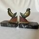 Pair of art deco bronze bookends pigeons dove marble