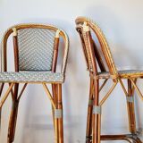 Vintage Gaty bar stools in two-tone rattan and caning.