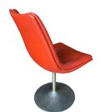 6 chaises tulipe vintage en cuir rouge vif années '70 ère spatiale